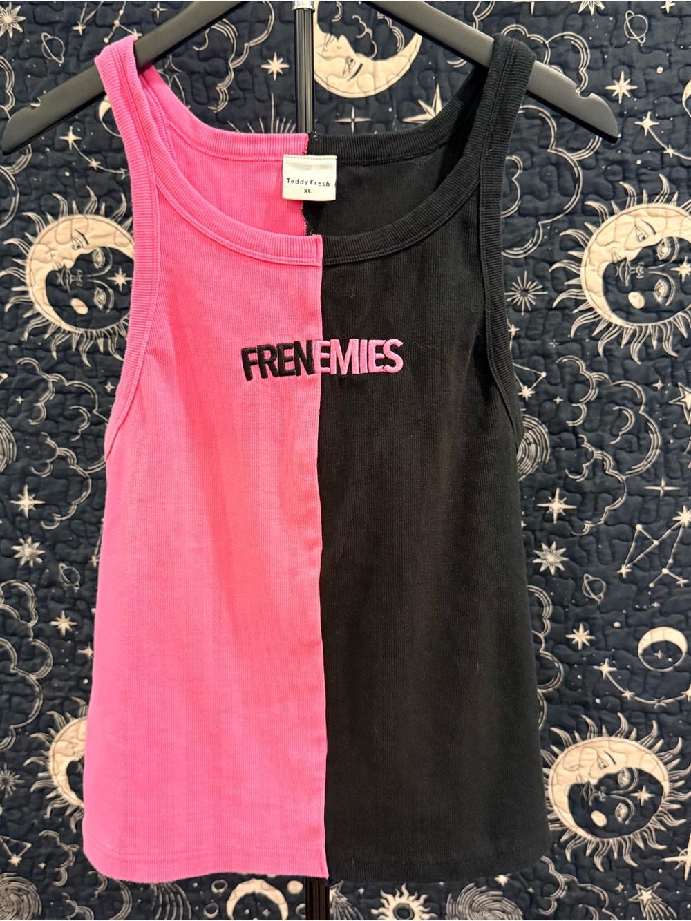 Teddy Fresh Split Pink & Black 'Frenemies' Tank Top